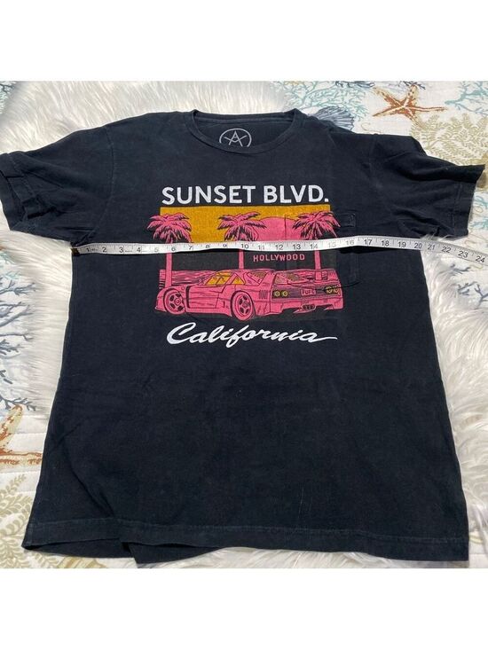 Local Authority Other - Local Authority men’s Black Pink Sunset Blvd. Short Sleeve Tee S